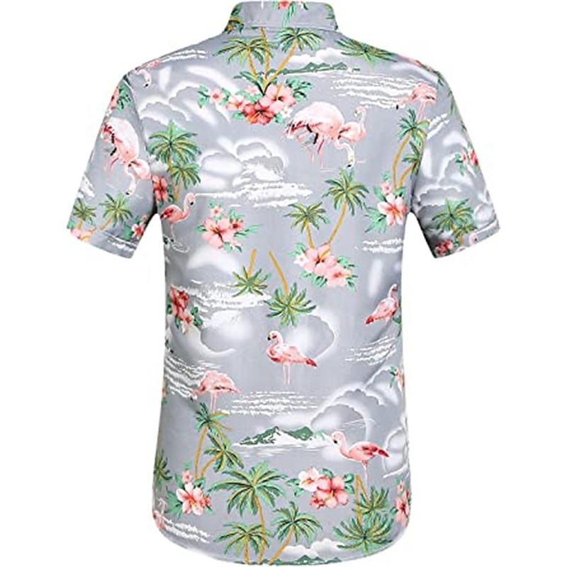 Men's Floral Flamingo Tropical Shirt Summer Hawaiian Shirt Aloha Shirt Short Sleeves Shirt Turndown Tropical Hawaiian Designer Outdoor Street Daily Light Pink Yellow Pink 3D Print S M L4