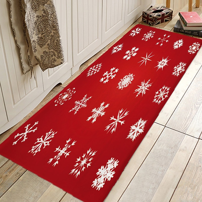 Christmas Decorations Party Flannel Floor Mat Area Rug Door Mat Hallway Carpets Area Rugs for Bedroom Living Room Carpet Kitchen Bathroom Anti-Slip Xmas Floor Mats4