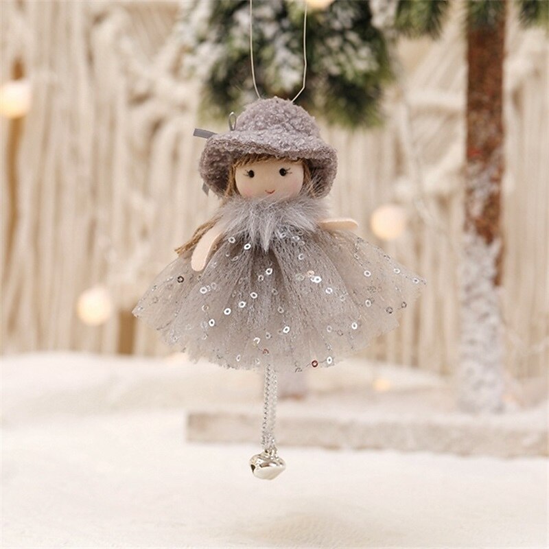 1PCS Holiday Gifts Christmas Tree Pendant Beads Yarn Skirt Angel Girl Pendant Children Cute Doll Doll4