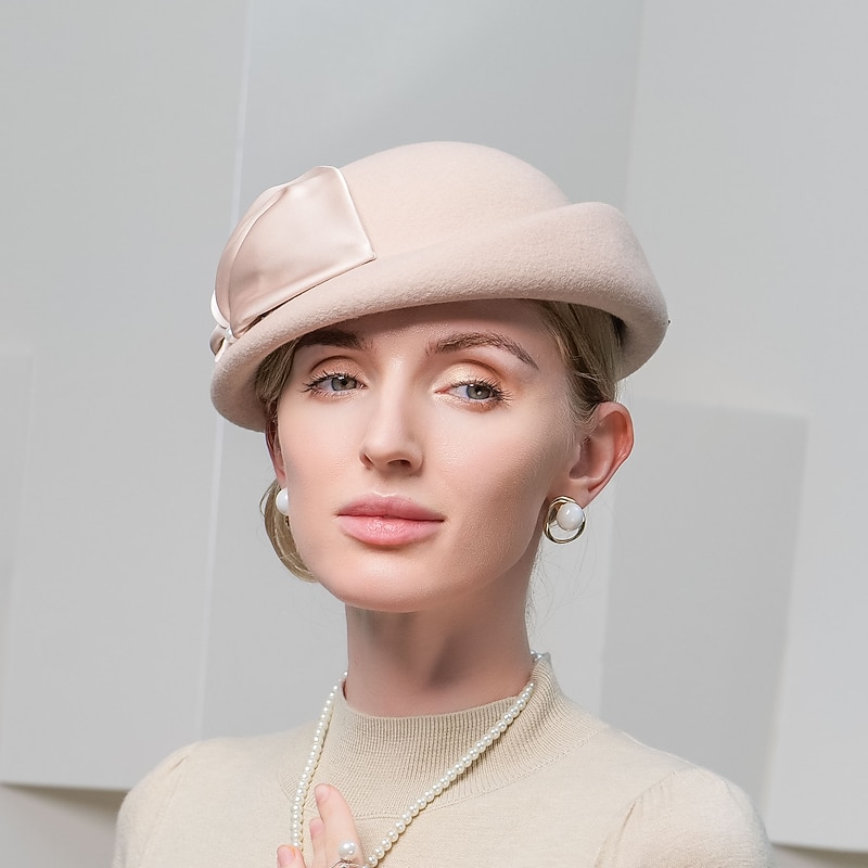 Fashion Elegant 100% Wool Hats with Pure Color 1PC Special Occasion / Party / Evening Headpiece3