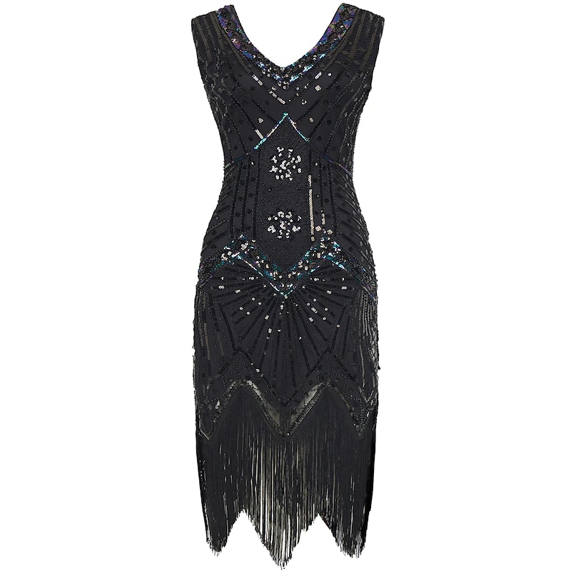 Roaring 20s 1920s Cocktail Dress Flapper Dress Dress Masquerade Normal The Great Gatsby Charleston Wedding Guest Sequins Fancy Dress Women's Halloween Carnival Masquerade Carnival Wedding Wedding4