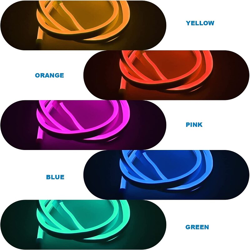 Neon Strip Lights 5m 16.4ft Waterproof IP65 2A Plug-in Power Supply Indoor and Outdoor Christmas Decoration Warm White Red Blue Pink Ice blue Purple for Living Room Bedroom Decoration3