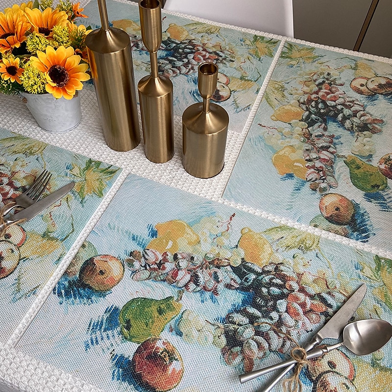 Van Gogh Painting Placemats Woven Placemat Vinyl Washable Heatproof Stain Resistant Mats PVC Placemats for Table Dining Office Kitchen Hotel Home Decor4