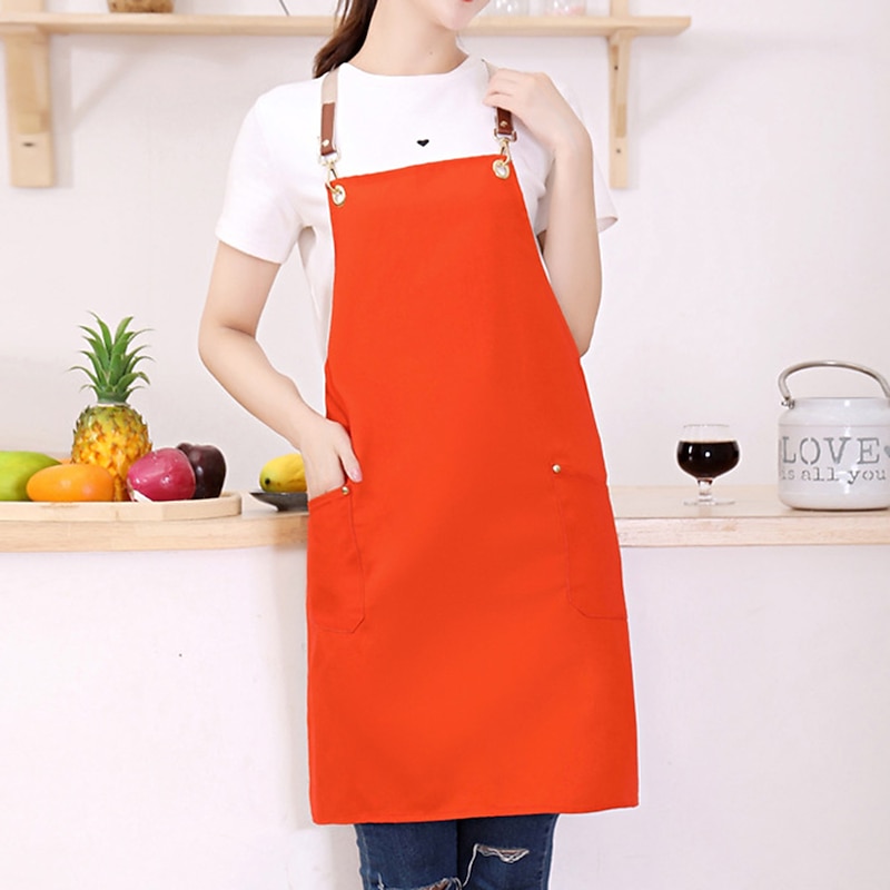Waterproof Chef Apron For Women and Men, Kitchen Cooking Apron, Personalised Gardening Apron with Pocket, Cotton Canvas Work Apron Cross Back Heavy Duty Adjustable3