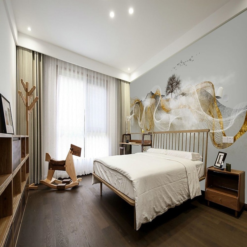 Mural Wallpaper Wall Sticker Covering Print Peel and Stick Self Adhesive Platinum Silk Line Bedroom Wall PVC / Vinyl  Home Decor4