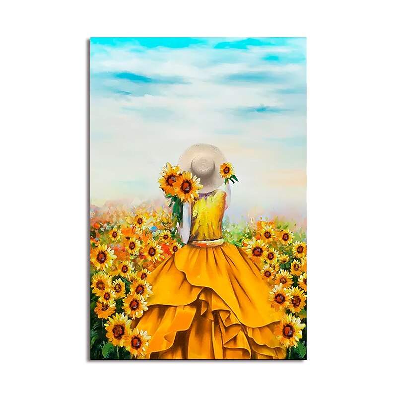 Oil Painting Handmade Hand Painted Wall Art Impression Sunflowers Canvas Painting Home Decoration Decor Stretched Frame Ready to Hang2