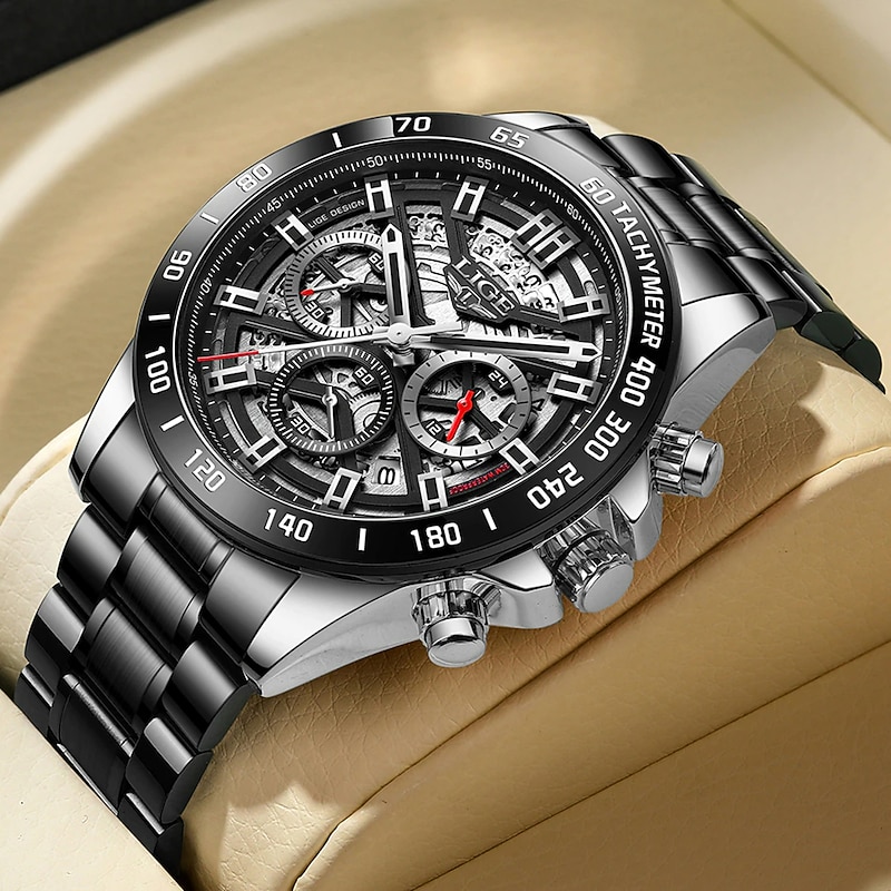 LIGE Fashion Luxury Quartz Men's Watch Waterproof Luminous Stainless Steel Sports Man Wristwatches Chronograph Relogio Masculino