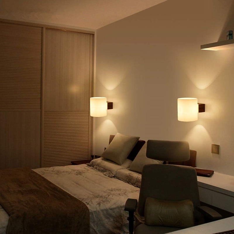 Northern Europe Modern Glass Wall Lights Wood Art Deco Living Room Dining Room Hallway Wall Sconce4