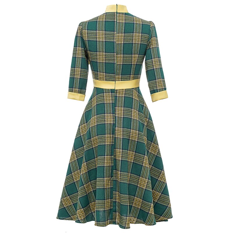 Retro Vintage 1950s Vacation Dress Flare Dress Women's Costume Vintage Cosplay Daily Wear 3/4 Length Sleeve Dress Carnival3