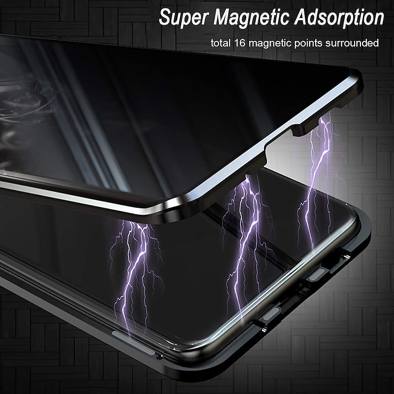 Phone Case For Samsung Galaxy S24 S23 S22 S21 Ultra Plus A34 A54 S20 A32 A52 Magnetic Adsorption Full Body Protective Dustproof Double Sided Transparent Tempered Glass Metal2