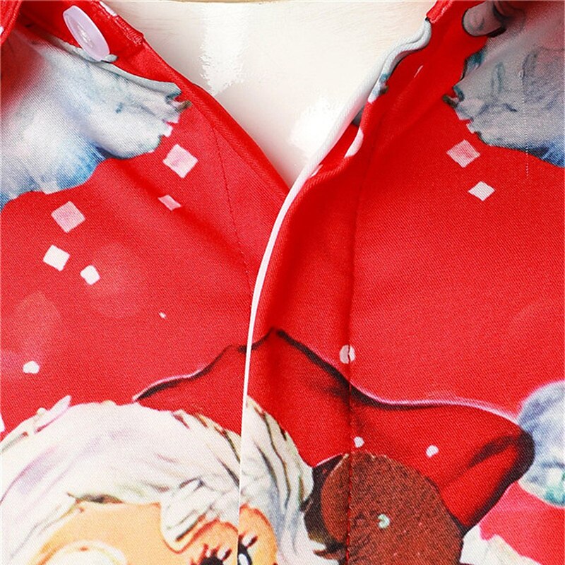 Christmas Men's Santa Claus Printed Shirts Shirts Santa Claus Graphic Prints Turndown White / Black Green Light Green Black / Red Red 3D Print Street Long Sleeve Button-Down Print Clothing Apparel4