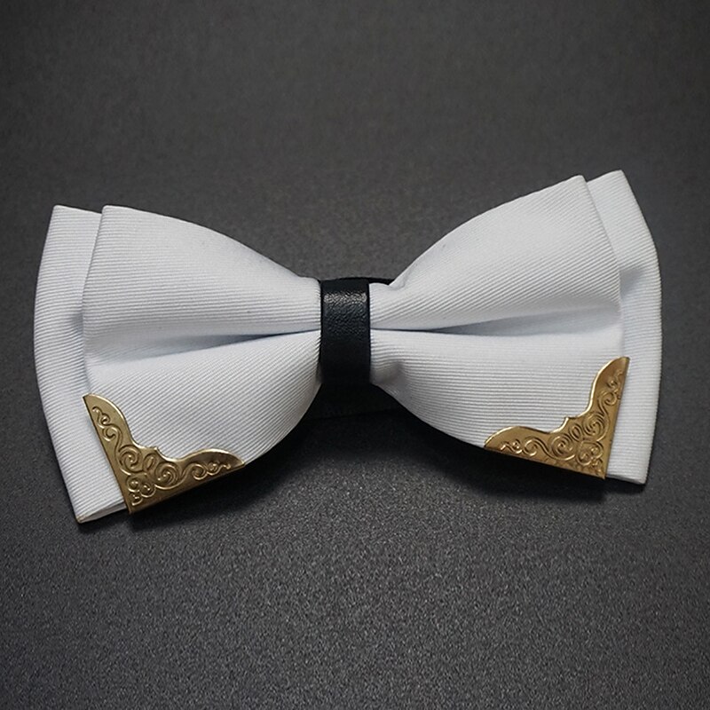 Men's Basic Bow Tie Color Block Black White3