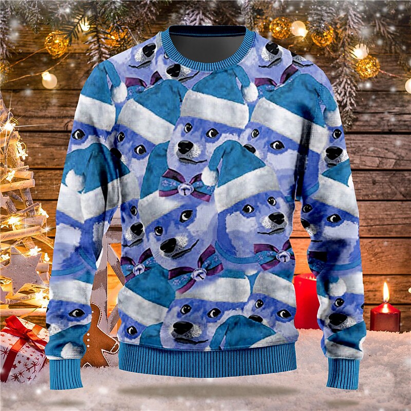 Men's Dog Graphic Prints Sweatshirt Sweatshirt Pullover Long Sleeve Sweatshirt Crew Neck Streetwear Designer Basic 3D Print Christmas Daily Sports Print Spring &  Fall2