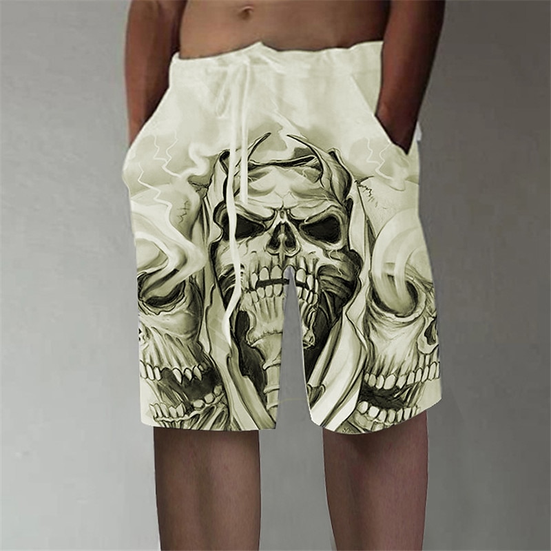 Men's Skull Graphic Prints Shorts Summer Shorts Beach Shorts Mid Waist Designer Stylish Casual / Sporty Sports Outdoor Daily Elastic Waist Straight Leg Designer Clothing Apparel3