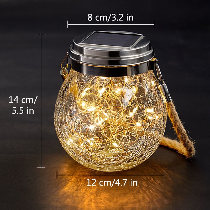 Solar Crack Jar Lights Hanging Ball Glass LED Solar Lanterns Solar Star Wishing Lamp Outdoor Waterproof Garden Decoration Tree Lights Christmas Party Home Decor Light4
