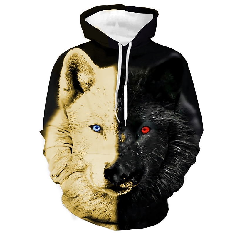 Men's Animal Color Block Wolf Graphic Prints Hoodie Hoodies Sweatshirt Designer Casual Long Sleeve Hooded Daily Sports 1 2 Print Spring &  Fall Designer3