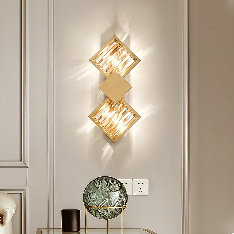 LED Wall Lights Crystal Wall Sconce Geometric Wall Lamp, Modern Golden Metal Wall Lamp for Headboard, Nordic Wall Lamps for Living Room, Corridor, Bedroom4