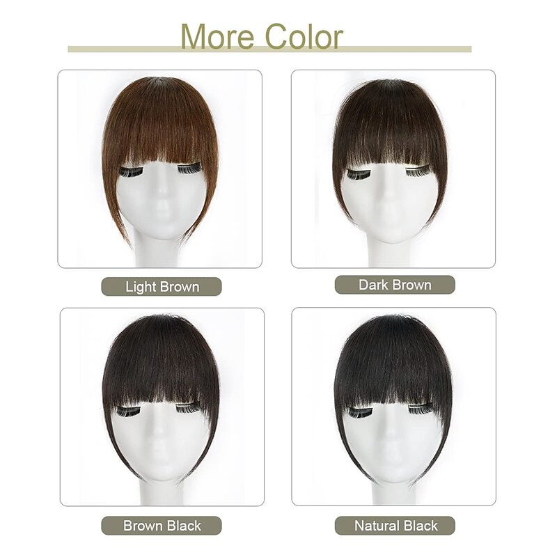 Bangs Hair Clip in Bangs for Women 100% Human Hair Wispy Bangs Fringe with Temples Hairpieces Clip on Air Bangs Flat Neat Bangs Hair Extension for Daily Wear4