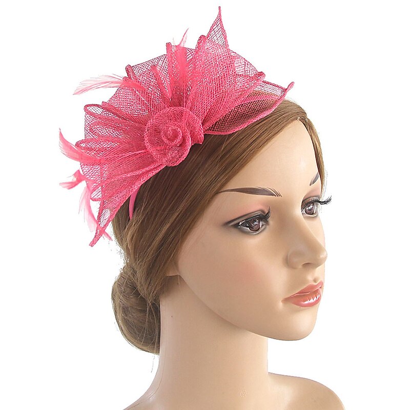 Fascinators Kentucky Derby Hat Headwear Organza Polyester / Polyamide Bucket Hat Party / Evening Holiday Cocktail Royal Astcot Vintage Style Elegant With Feather Appliques Headpiece Headwear3