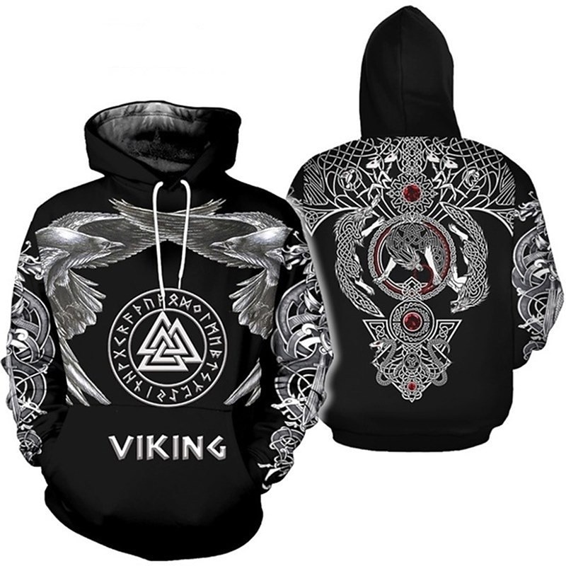 Vikings Warriors Viking Tattoo Hoodie Cartoon Manga Anime 3D Front Pocket Graphic For Couple's Men's Women's Adults' 3D Print Casual Daily3