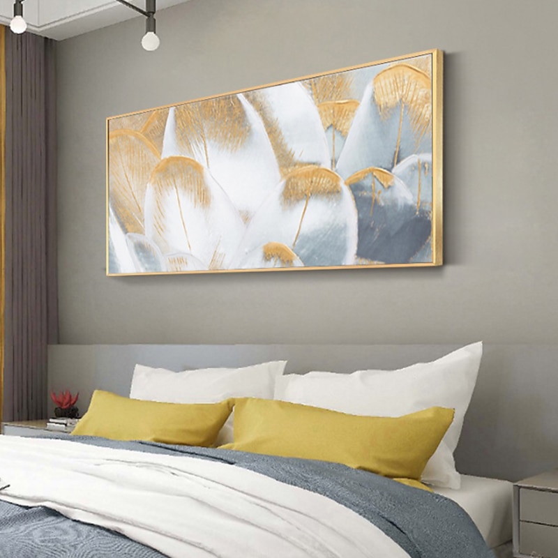 Handmade Oil Painting Canvas Wall Art Decoration Modern Abstract Golden Feather for Home Decor Rolled Frameless Unstretched Painting4