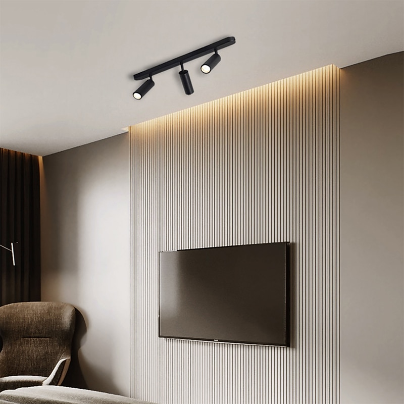 LED Ceiling Spotlights Adjustable Dimmable Fixed Track Lighting Kit, 3 Way Black Ceiling Mount Spot Light Fixtures, Directional Spotlight Accent Lamps for Kitchen Gallery Hallway (3 Color Mode)4