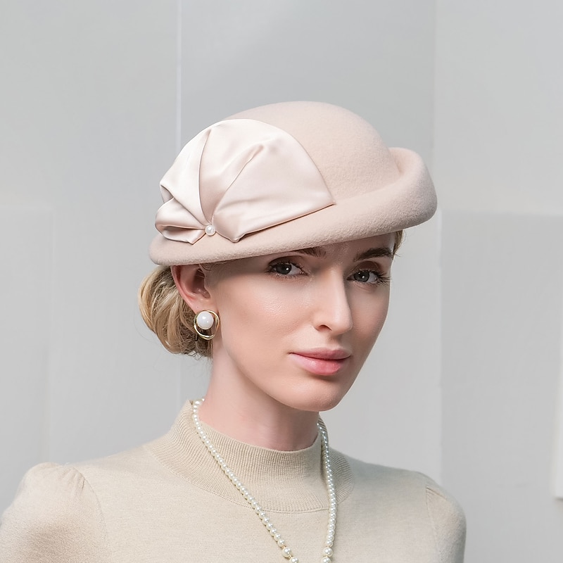 Fashion Elegant 100% Wool Hats with Pure Color 1PC Special Occasion / Party / Evening Headpiece2