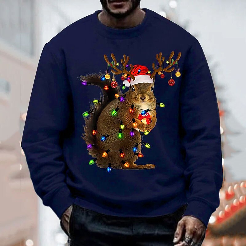 Men's Graphic Ugly Christmas Sweatshirt Sweatshirt Pullover Long Sleeve Sweatshirt Crew Neck Basic Casual Big and Tall Sports & Outdoor Sports Streetwear Print Fall Winter2