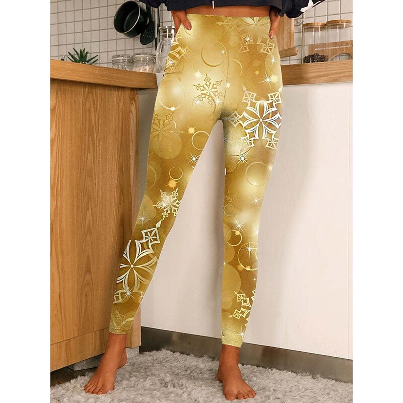 Women's Christmas Leggings Stretchy Twinkle Star Moisture Wicking Yoga Fitness Tennis Tights Stretchy Spandex Winter Sports Activewear Cropped Leggings4