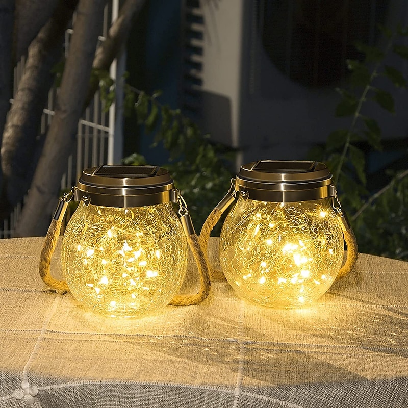 Solar Crack Jar Lights Hanging Ball Glass LED Solar Lanterns Solar Star Wishing Lamp Outdoor Waterproof Garden Decoration Tree Lights Christmas Party Home Decor Light2