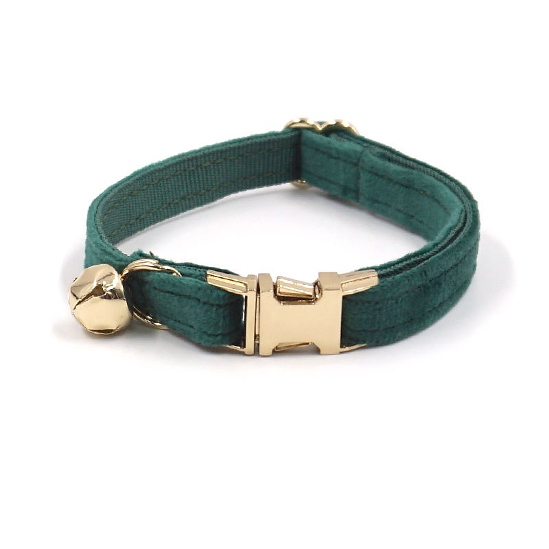 Green Velvet Pet Collar Cute Cat Collar Can Be Engraved To Prevent Loss Of Cat Collar3