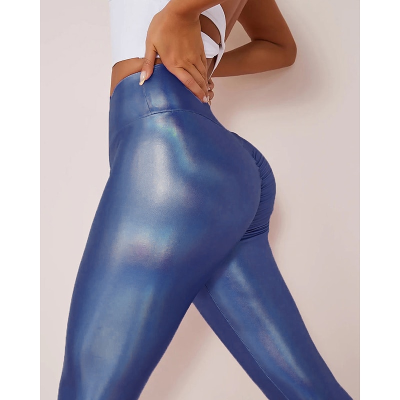 Disco Leggings Butt Lifting Tummy Control Butt Lift High Waist Yoga Pants Fitness Gym Workout Leggings Bottoms Rosy Pink Spandex Sports Activewear High Elasticity Skinny2