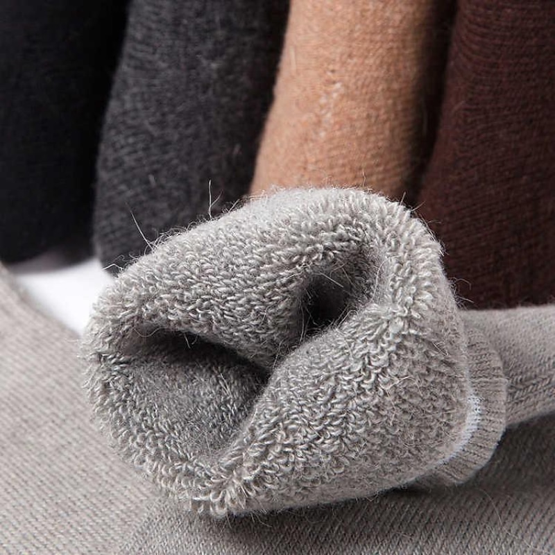 5 pairs of super thick wool socks winter men and women warm wool socks thickened plus velvet towel socks solid color terry socks4
