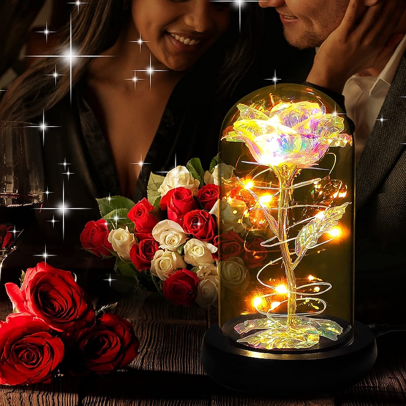 LED Rose Butterfly Lamp in Glass Dome - Perfect for Romantic Weddings, Birthdays, Valentine's Day, and Mother's Day (Battery Not Included)