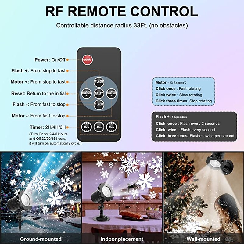 Snowflake Projector Lamp Christmas Lights High Brightness Low Voltage Plug Remote Control Christmas Indoor and Outdoor Atmosphere Decoration Projector Lamp2