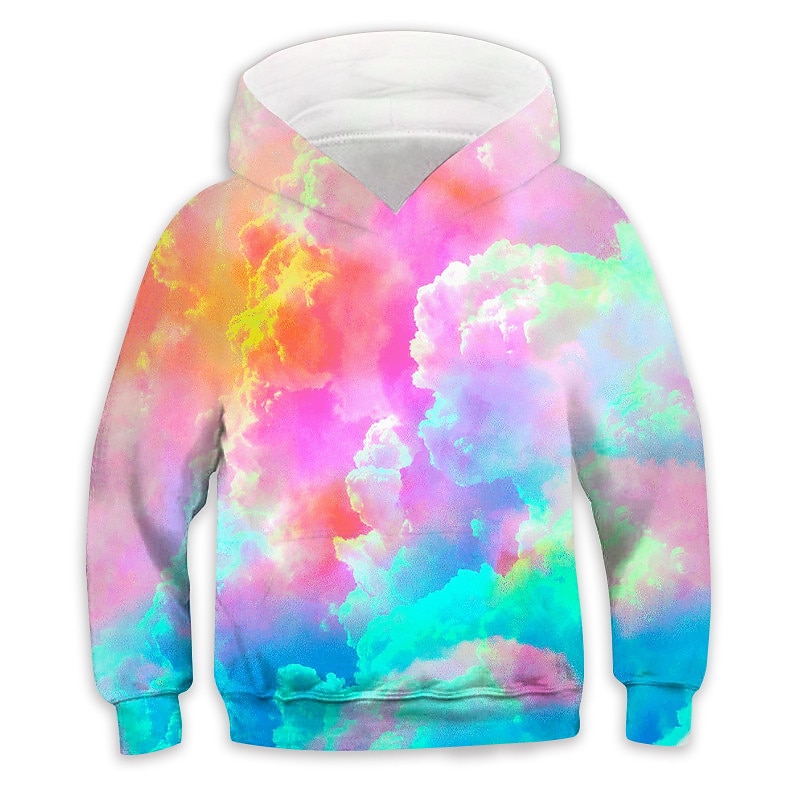 Kids Boys Hoodie Pullover Gradient Long Sleeve Pocket Children Top Casual Hoodie Fashion Daily Yellow Pink Red Fall 7-13 Years4