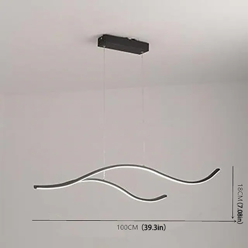 100/120 cm LED Pendant Light Wave Design Line Design Black Gold  Metal Artistic Style Modern Style  Office, Shops Stylish Painted Finishes Artistic LED 110-120V 220-240V3