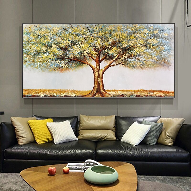Mintura Handmade Tree Landscape Oil Paintings On Canvas Wall Art Decoration Modern Abstract Picture For Home Decor Rolled Frameless Unstretched Painting