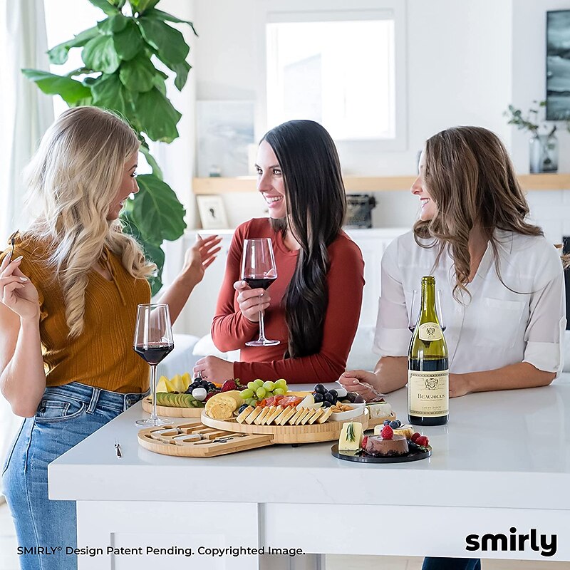 Bamboo cheese board set bamboo cheese knife cheese board drawer cheese board cheese board cutting board round cutting board4