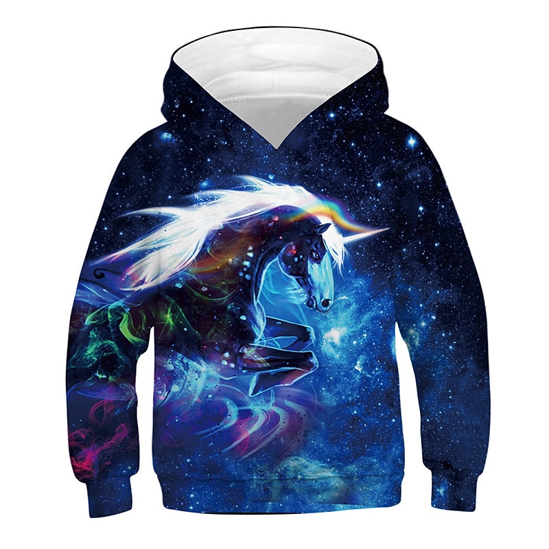 Kids Girls' Hoodie Animal Casual Long Sleeve Pocket Cool 7-13 Years Fall Multicolor Black Pink