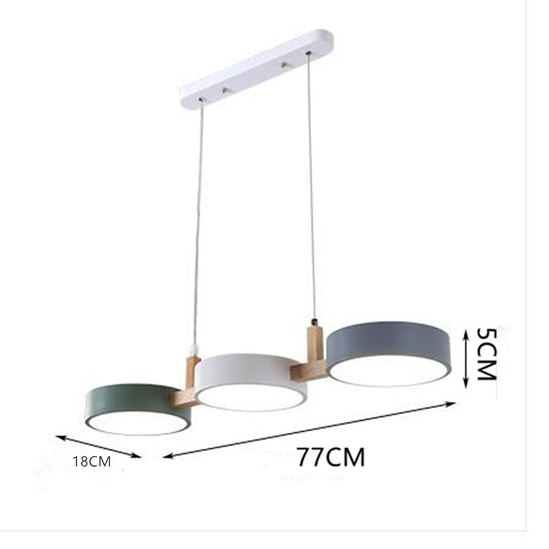 LED Pendant Light Modern Wooden 77cm Cord Adjustable 3000-6000K 3-Light Pendant Lights Fixture for Kitchen Dining Room Hotel Clothing Store Restaurant(Bulb Included)2
