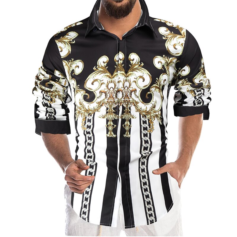 Christmas Men's Christmas Scene Printed Shirts Shirts Snowman Graphic Prints Snowflake Turndown R White+Red Black White+Gray Red 3D Print Street Long Sleeve Button-Down Print Clothing Apparel Fashion4