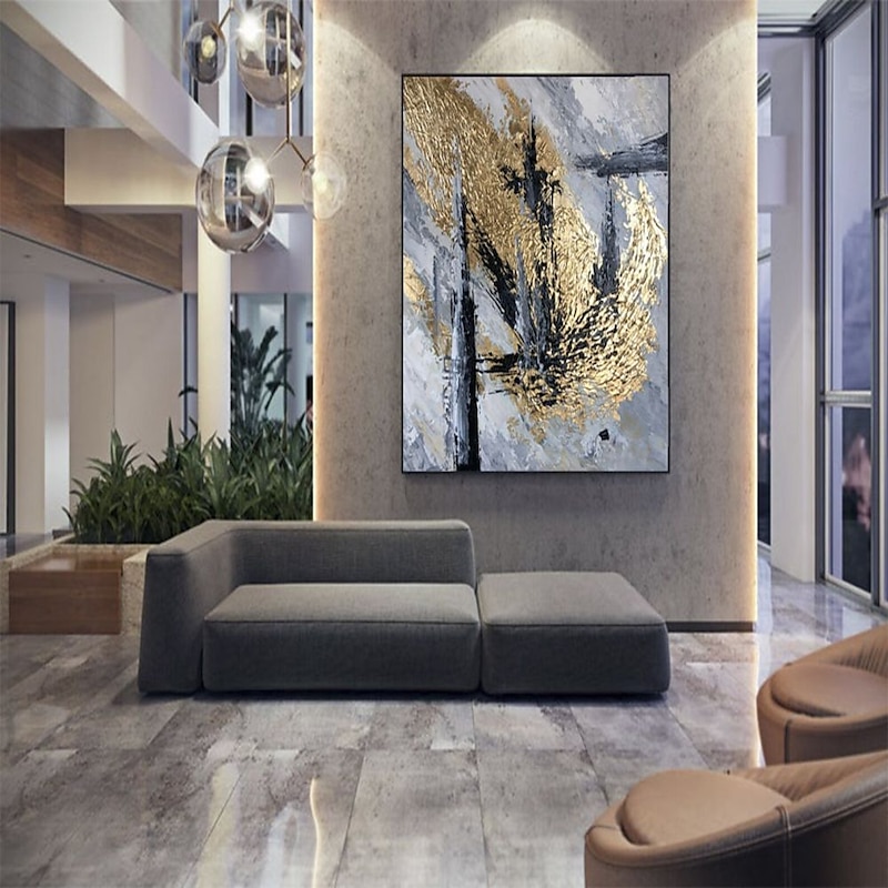 Handmade Oil Painting Canvas Wall Art Decoration Modern Abstract Gold Texture for Home Decor Rolled Frameless Unstretched Painting2