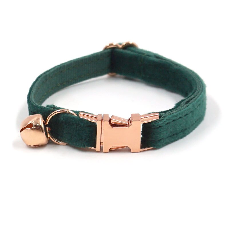 Green Velvet Pet Collar Cute Cat Collar Can Be Engraved To Prevent Loss Of Cat Collar2