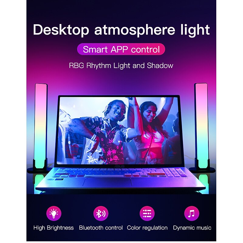 LED Smart Light Tuya WiFi RGB Desktop Lamp, APP Voice Control E-sports USB Polar Lamp, Smart Bluetooth Music Sensor Atmosphere Lamp for Indoor Decorations4