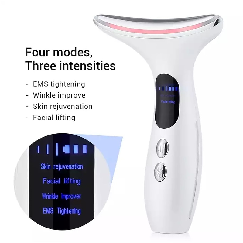 EMS Microcurrent Face Neck Beauty Device LED Photon Firming Rejuvenation Anti Wrinkle Thin Double Chin Skin Care Facial Massager 10