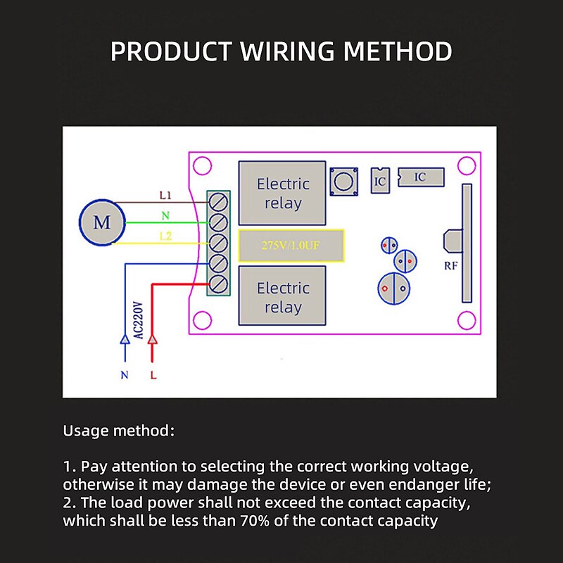 Motor Remote Control Switch Ac220V 2Ch Rf Wireless Remote Control Switch / Motor Up Stop Down /3 Button Remote /433Mhz Wireless Switch Transmitter with Receiver Learning Functional4