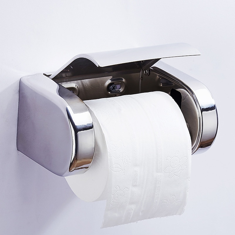 Toilet Paper Holder Stainless Steel Waterproof Paper Roll Holders Wall Mounted(Polishing Chrome)4