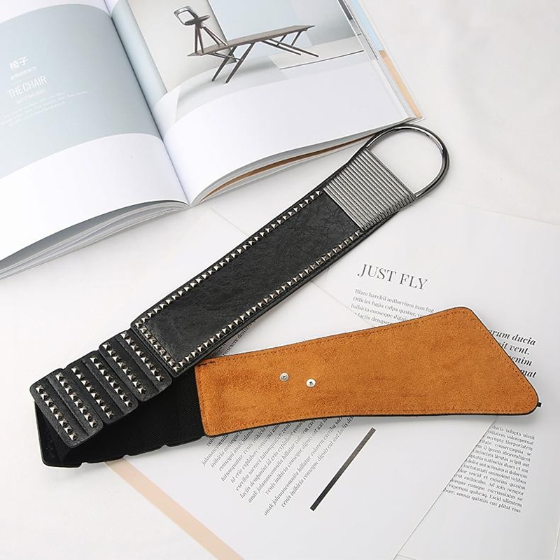 Women's Wide Belt Corset Belt PU Leather Buckle Free Rivet Decor Gothic Vintage Retro Party Daily Black M code (70~90 waist) Black S size (60~80 waist)4