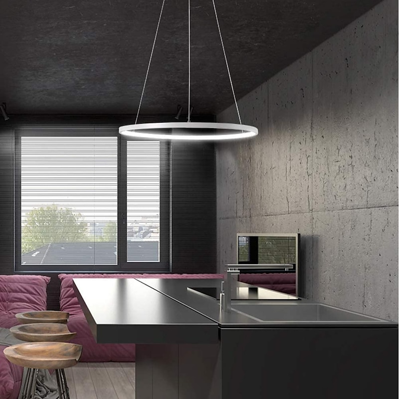 1-Light LED Pendant Light 40cm 60cm 80cm Aluminum Acrylic Circle Gold White Black Painted Finishes Dimmable for Modern Simple Home Kitchen Bedroom 25W 38W 50W ONLY DIMMABLE WITH REMOTE CONTROL3